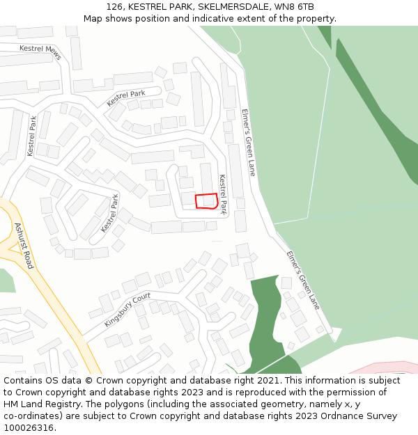 126, KESTREL PARK, SKELMERSDALE, WN8 6TB: Location map and indicative extent of plot