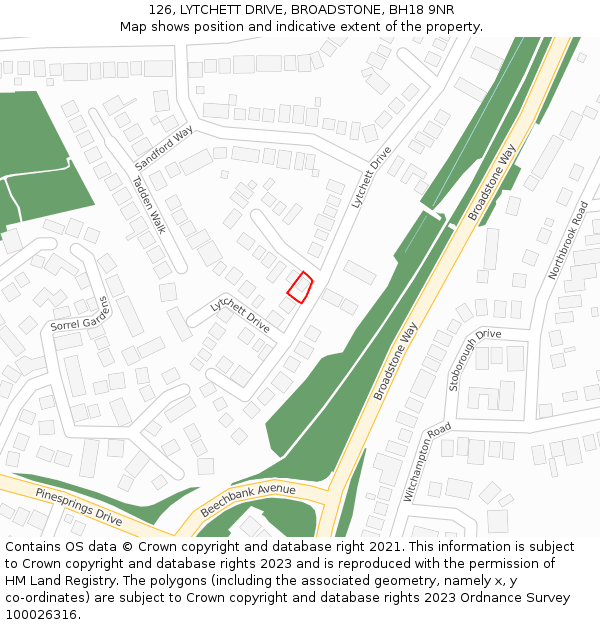126, LYTCHETT DRIVE, BROADSTONE, BH18 9NR: Location map and indicative extent of plot