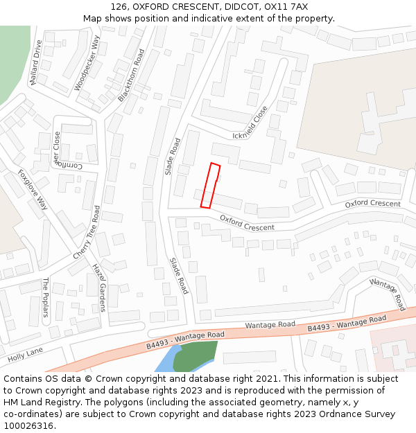 126, OXFORD CRESCENT, DIDCOT, OX11 7AX: Location map and indicative extent of plot