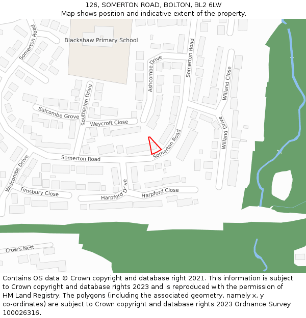 126, SOMERTON ROAD, BOLTON, BL2 6LW: Location map and indicative extent of plot