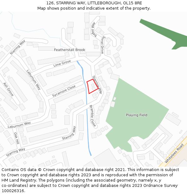 126, STARRING WAY, LITTLEBOROUGH, OL15 8RE: Location map and indicative extent of plot