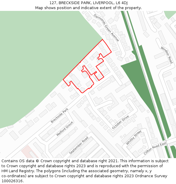 127, BRECKSIDE PARK, LIVERPOOL, L6 4DJ: Location map and indicative extent of plot