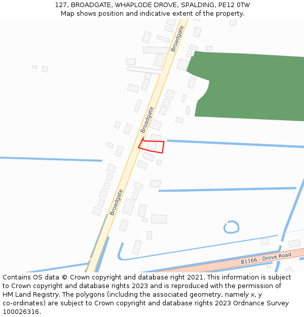127, BROADGATE, WHAPLODE DROVE, SPALDING, PE12 0TW: Location map and indicative extent of plot