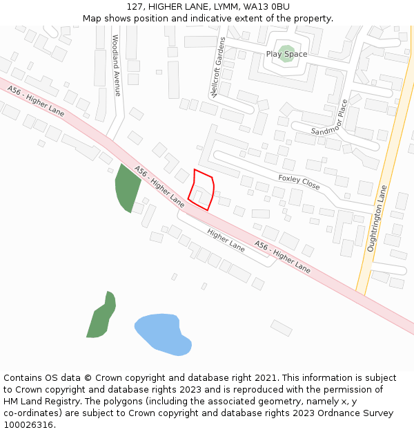 127, HIGHER LANE, LYMM, WA13 0BU: Location map and indicative extent of plot