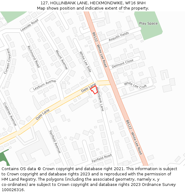 127, HOLLINBANK LANE, HECKMONDWIKE, WF16 9NH: Location map and indicative extent of plot