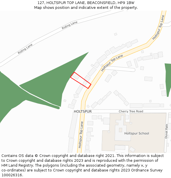 127, HOLTSPUR TOP LANE, BEACONSFIELD, HP9 1BW: Location map and indicative extent of plot