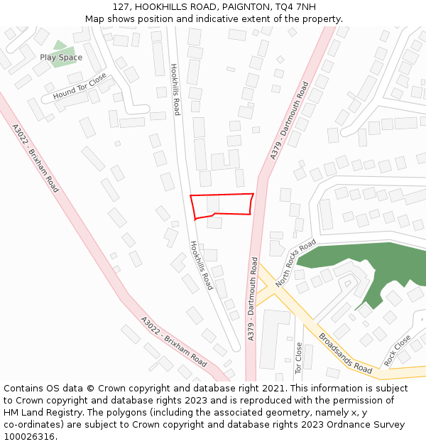 127, HOOKHILLS ROAD, PAIGNTON, TQ4 7NH: Location map and indicative extent of plot