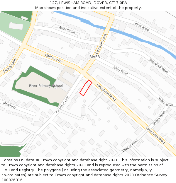127, LEWISHAM ROAD, DOVER, CT17 0PA: Location map and indicative extent of plot