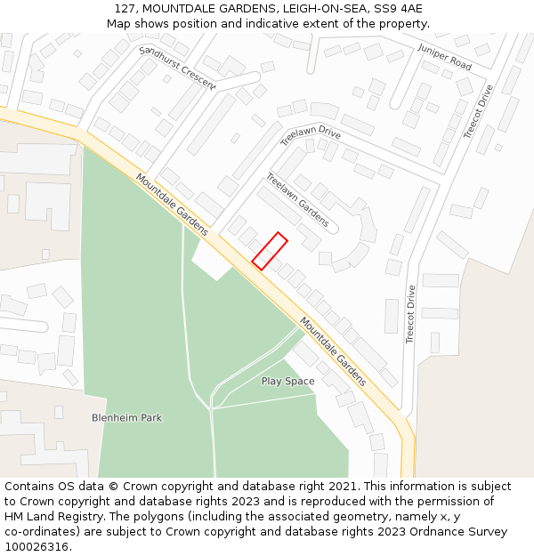 127, MOUNTDALE GARDENS, LEIGH-ON-SEA, SS9 4AE: Location map and indicative extent of plot