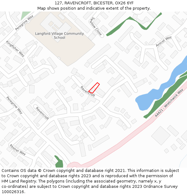 127, RAVENCROFT, BICESTER, OX26 6YF: Location map and indicative extent of plot