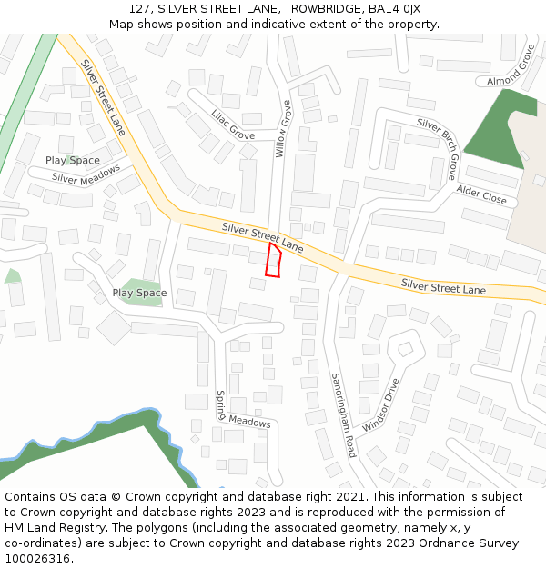 127, SILVER STREET LANE, TROWBRIDGE, BA14 0JX: Location map and indicative extent of plot