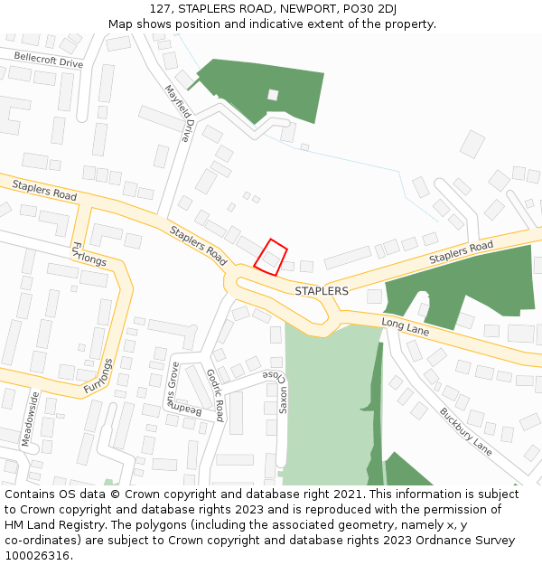 127, STAPLERS ROAD, NEWPORT, PO30 2DJ: Location map and indicative extent of plot