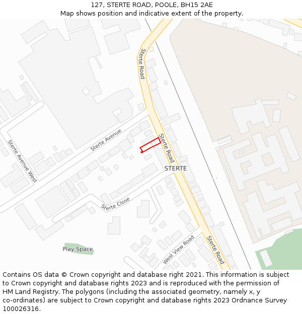 127, STERTE ROAD, POOLE, BH15 2AE: Location map and indicative extent of plot