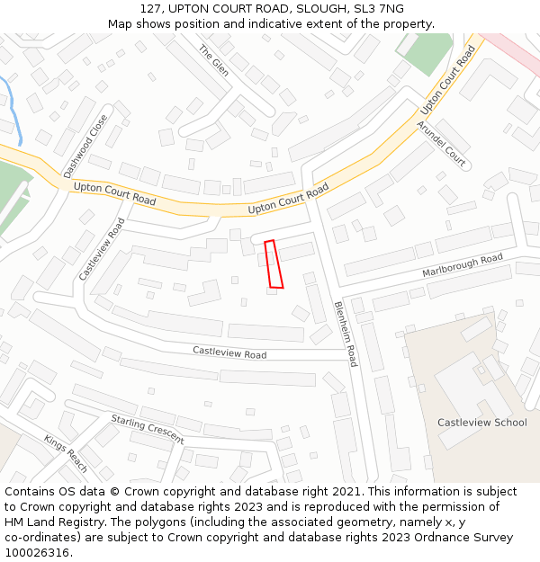 127, UPTON COURT ROAD, SLOUGH, SL3 7NG: Location map and indicative extent of plot