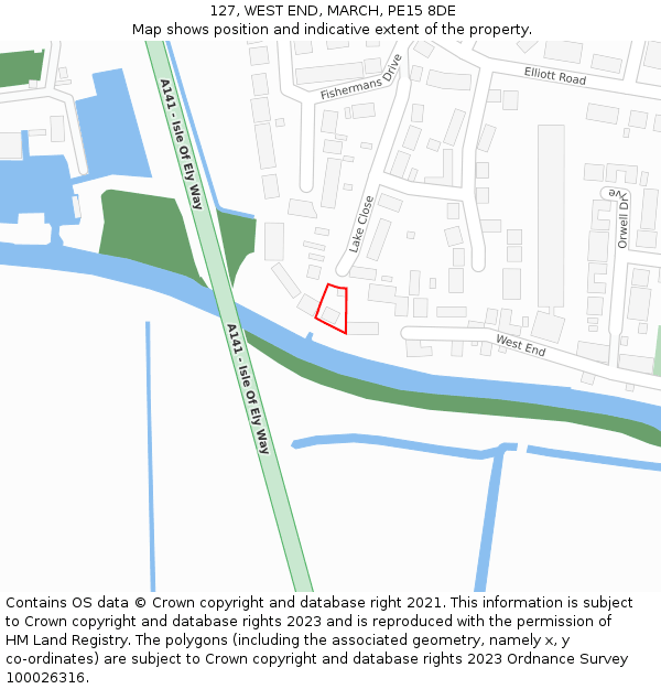 127, WEST END, MARCH, PE15 8DE: Location map and indicative extent of plot