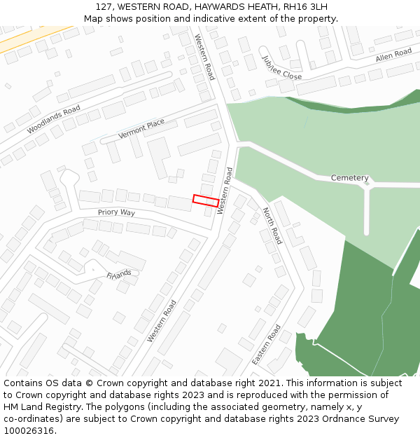 127, WESTERN ROAD, HAYWARDS HEATH, RH16 3LH: Location map and indicative extent of plot