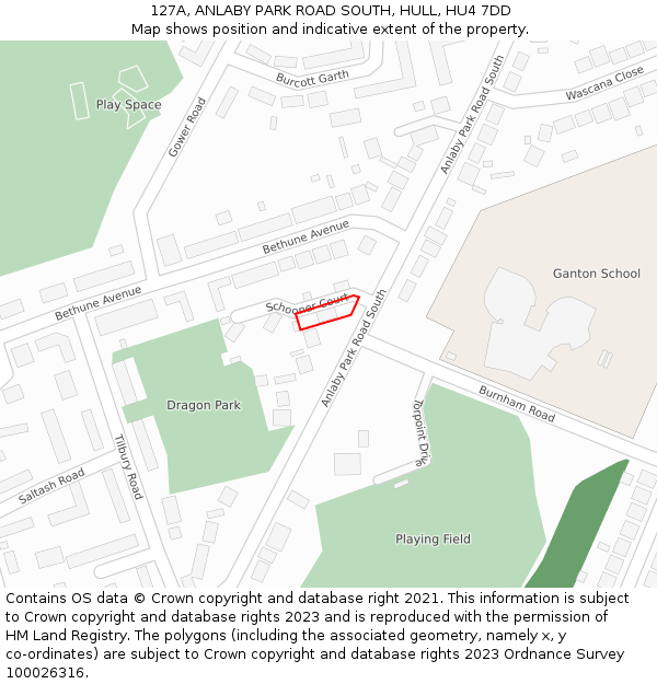 127A, ANLABY PARK ROAD SOUTH, HULL, HU4 7DD: Location map and indicative extent of plot