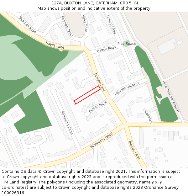 127A, BUXTON LANE, CATERHAM, CR3 5HN: Location map and indicative extent of plot