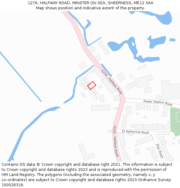 127A, HALFWAY ROAD, MINSTER ON SEA, SHEERNESS, ME12 3AA: Location map and indicative extent of plot