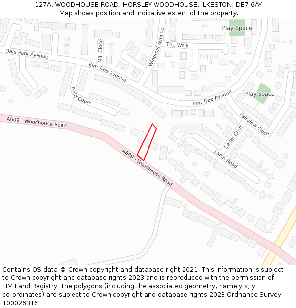 127A, WOODHOUSE ROAD, HORSLEY WOODHOUSE, ILKESTON, DE7 6AY: Location map and indicative extent of plot