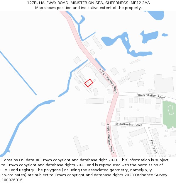 127B, HALFWAY ROAD, MINSTER ON SEA, SHEERNESS, ME12 3AA: Location map and indicative extent of plot