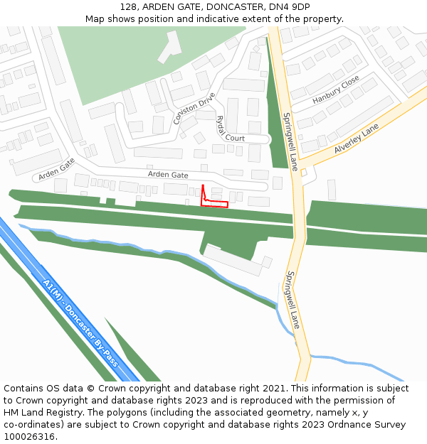 128, ARDEN GATE, DONCASTER, DN4 9DP: Location map and indicative extent of plot