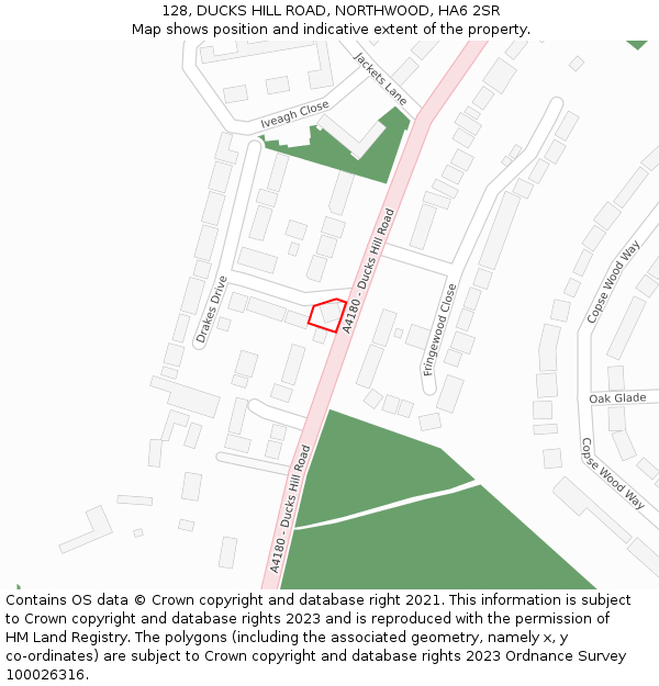 128, DUCKS HILL ROAD, NORTHWOOD, HA6 2SR: Location map and indicative extent of plot