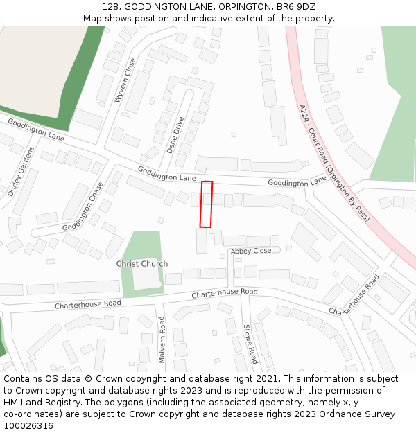 128, GODDINGTON LANE, ORPINGTON, BR6 9DZ: Location map and indicative extent of plot