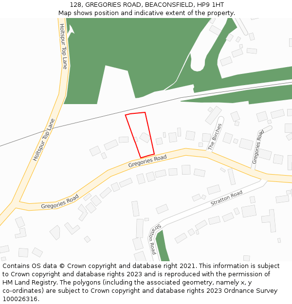 128, GREGORIES ROAD, BEACONSFIELD, HP9 1HT: Location map and indicative extent of plot