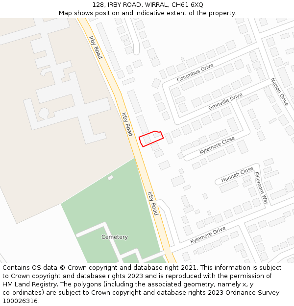 128, IRBY ROAD, WIRRAL, CH61 6XQ: Location map and indicative extent of plot