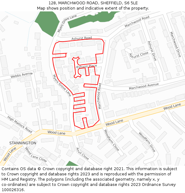 128, MARCHWOOD ROAD, SHEFFIELD, S6 5LE: Location map and indicative extent of plot
