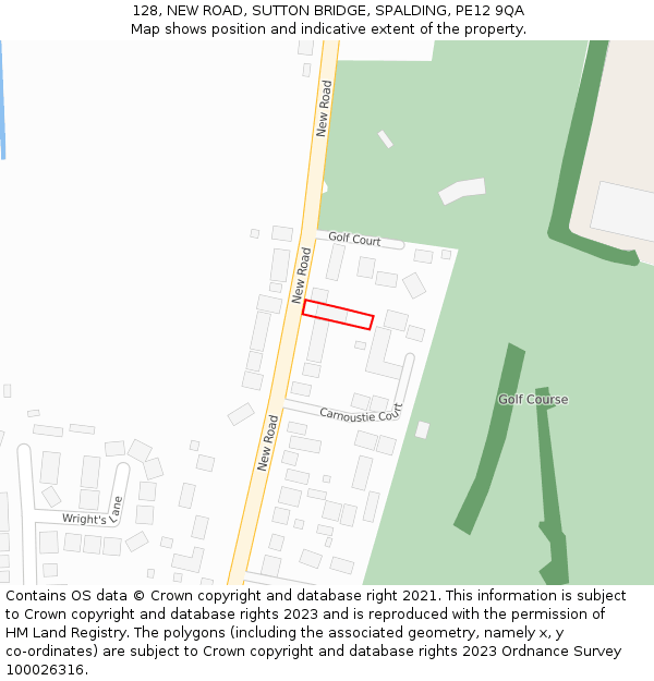 128, NEW ROAD, SUTTON BRIDGE, SPALDING, PE12 9QA: Location map and indicative extent of plot