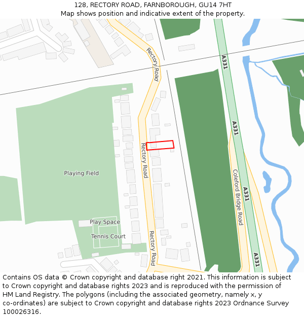 128, RECTORY ROAD, FARNBOROUGH, GU14 7HT: Location map and indicative extent of plot