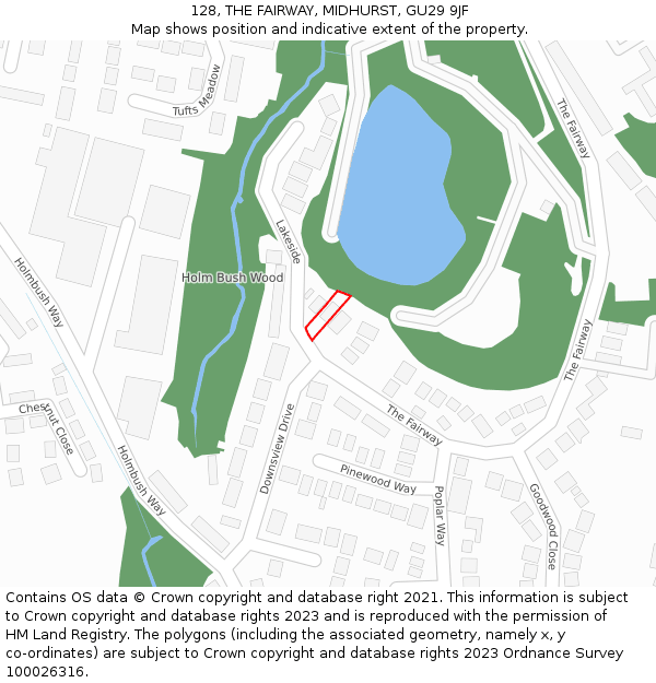 128, THE FAIRWAY, MIDHURST, GU29 9JF: Location map and indicative extent of plot