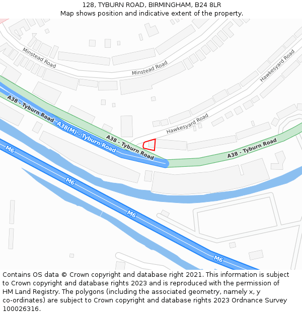 128, TYBURN ROAD, BIRMINGHAM, B24 8LR: Location map and indicative extent of plot