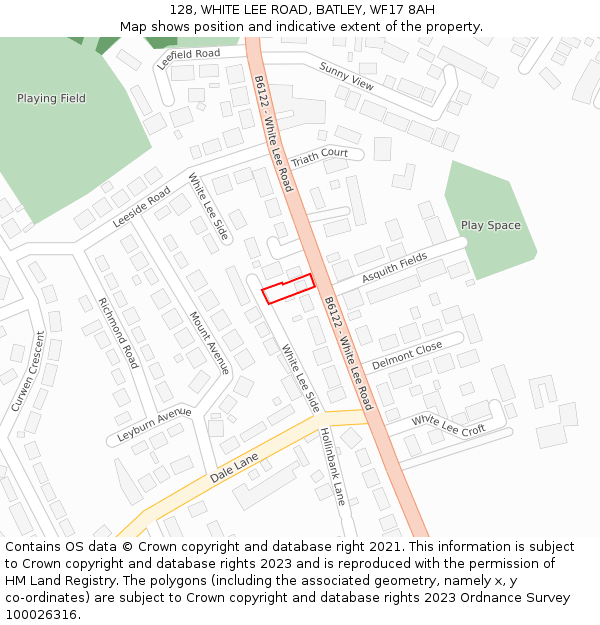 128, WHITE LEE ROAD, BATLEY, WF17 8AH: Location map and indicative extent of plot