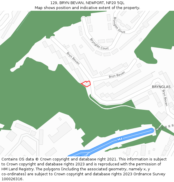 129, BRYN BEVAN, NEWPORT, NP20 5QL: Location map and indicative extent of plot