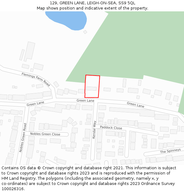 129, GREEN LANE, LEIGH-ON-SEA, SS9 5QL: Location map and indicative extent of plot