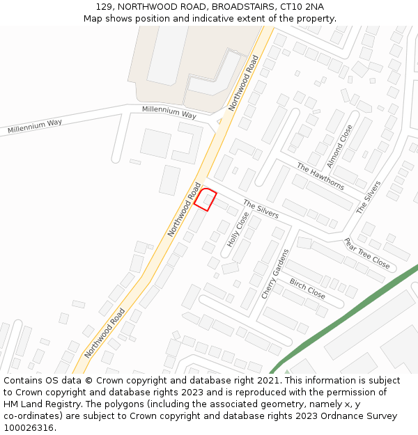 129, NORTHWOOD ROAD, BROADSTAIRS, CT10 2NA: Location map and indicative extent of plot