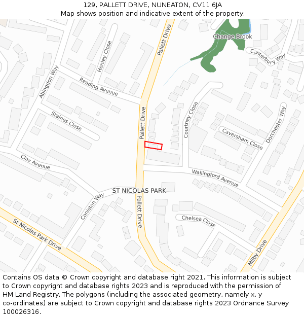 129, PALLETT DRIVE, NUNEATON, CV11 6JA: Location map and indicative extent of plot