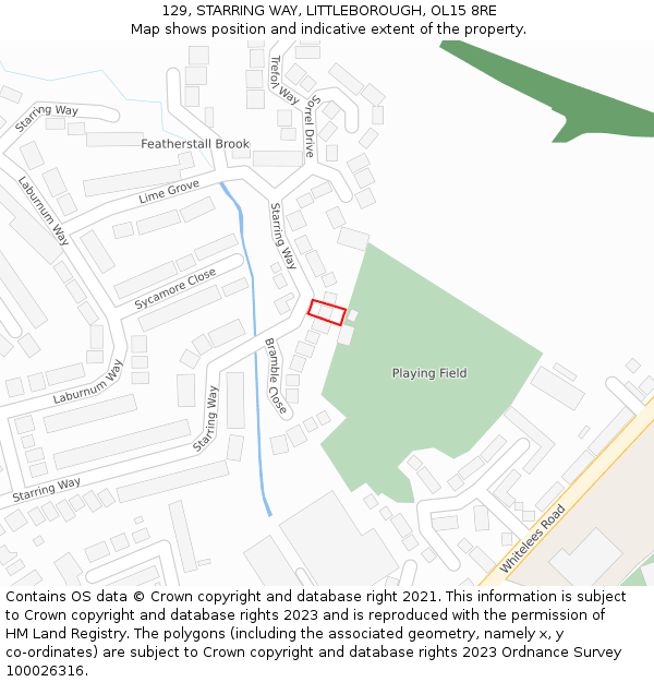 129, STARRING WAY, LITTLEBOROUGH, OL15 8RE: Location map and indicative extent of plot