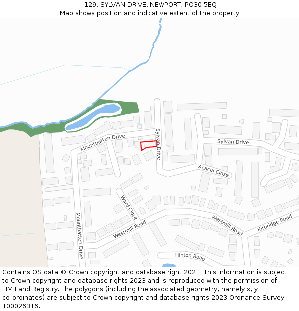 129, SYLVAN DRIVE, NEWPORT, PO30 5EQ: Location map and indicative extent of plot