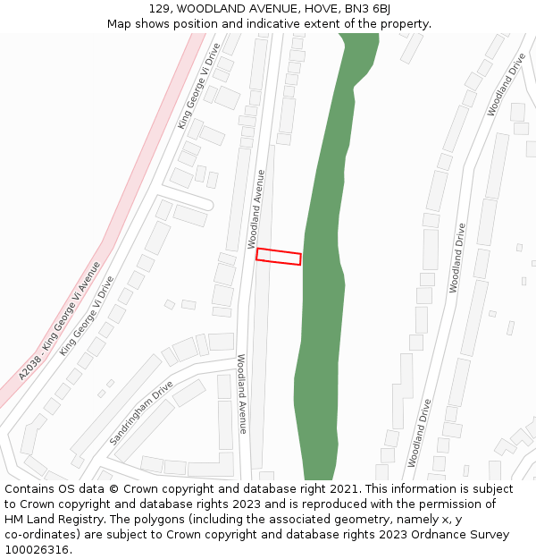129, WOODLAND AVENUE, HOVE, BN3 6BJ: Location map and indicative extent of plot
