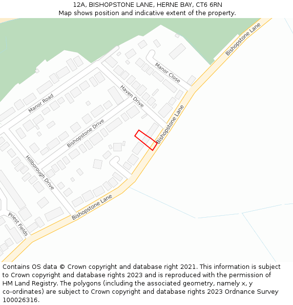 12A, BISHOPSTONE LANE, HERNE BAY, CT6 6RN: Location map and indicative extent of plot