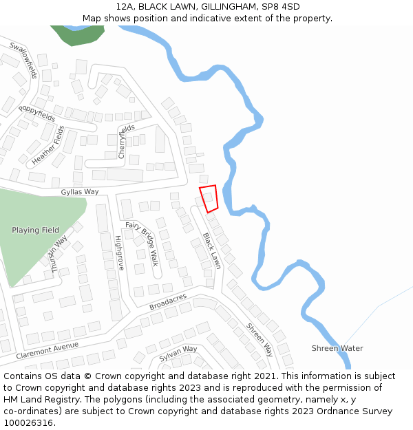 12A, BLACK LAWN, GILLINGHAM, SP8 4SD: Location map and indicative extent of plot