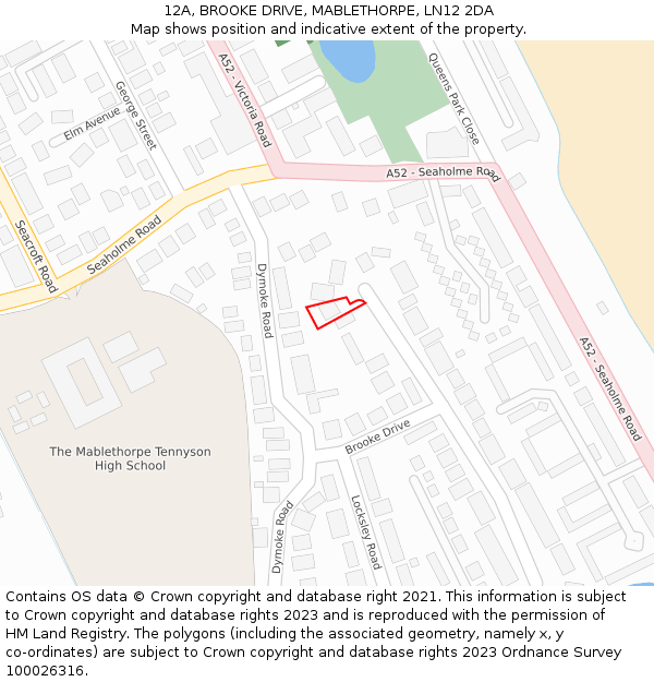 12A, BROOKE DRIVE, MABLETHORPE, LN12 2DA: Location map and indicative extent of plot