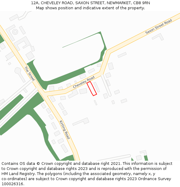 12A, CHEVELEY ROAD, SAXON STREET, NEWMARKET, CB8 9RN: Location map and indicative extent of plot