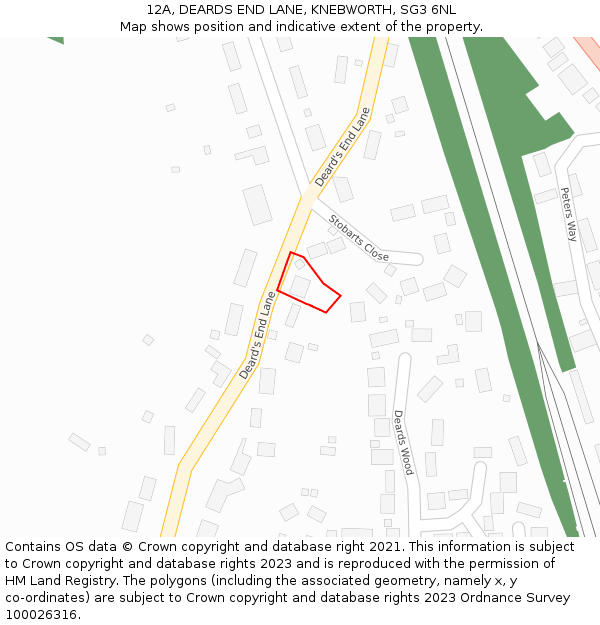 12A, DEARDS END LANE, KNEBWORTH, SG3 6NL: Location map and indicative extent of plot