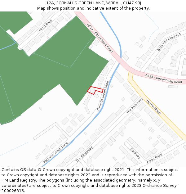 12A, FORNALLS GREEN LANE, WIRRAL, CH47 9RJ: Location map and indicative extent of plot