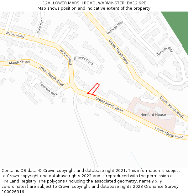 12A, LOWER MARSH ROAD, WARMINSTER, BA12 9PB: Location map and indicative extent of plot